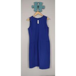 NWT Talbots Sleeveless Sheath Midi Knee Length Dress Size 10 Spring Blue